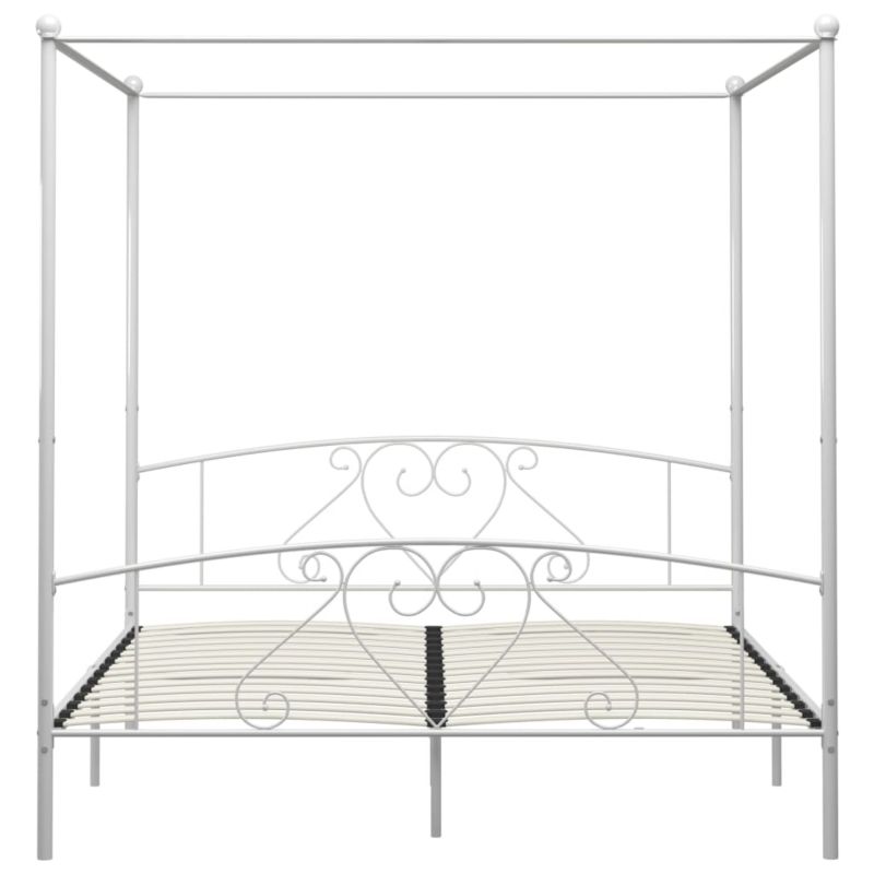 Sengeramme med Baldakin 209x187,5x198 cm Hvid