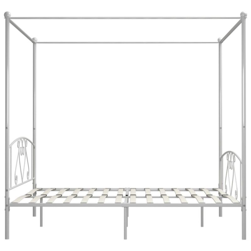 Sengeramme med Baldakin 209x187,5x198 cm Hvid
