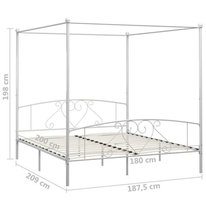 Sengeramme med Baldakin 209x187,5x198 cm Hvid