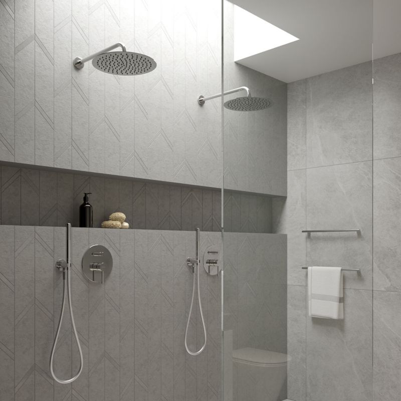 Ramię Deszczownicy Okrągłe 40 cm Chrom Mosiądz z Rozetą | 5903003002574