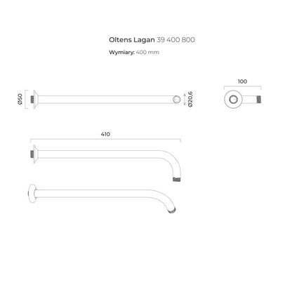 Brusehovedarm Rund 40 cm Gylden Poleret Messing | 5903003006138
