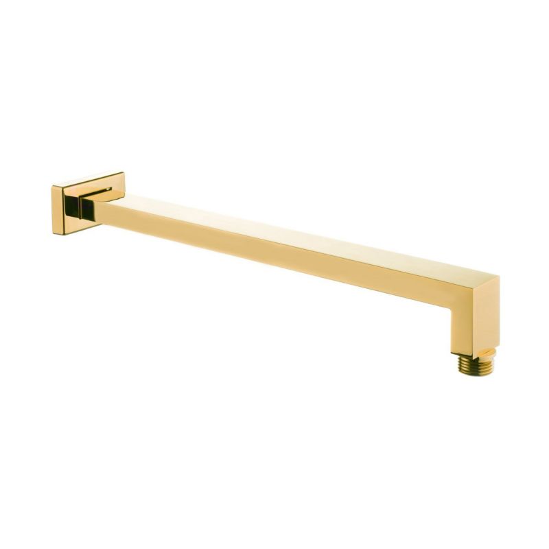Brusehovedarm Rektangulær 40 cm Guld Poleret Messing med Vægroset
