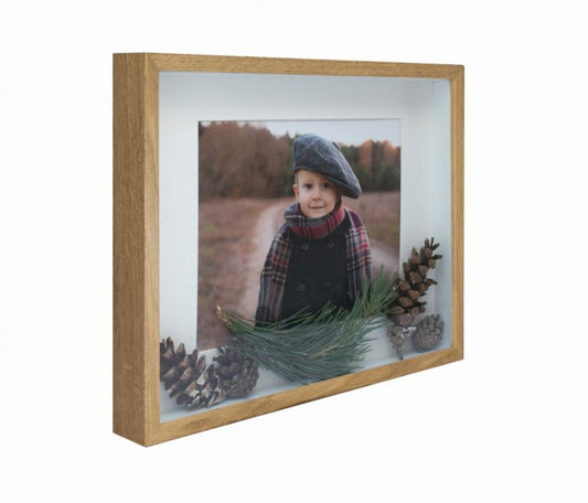 3D box ramme BD art egetræ 28x35 cm med passepartout brun 1 stk.