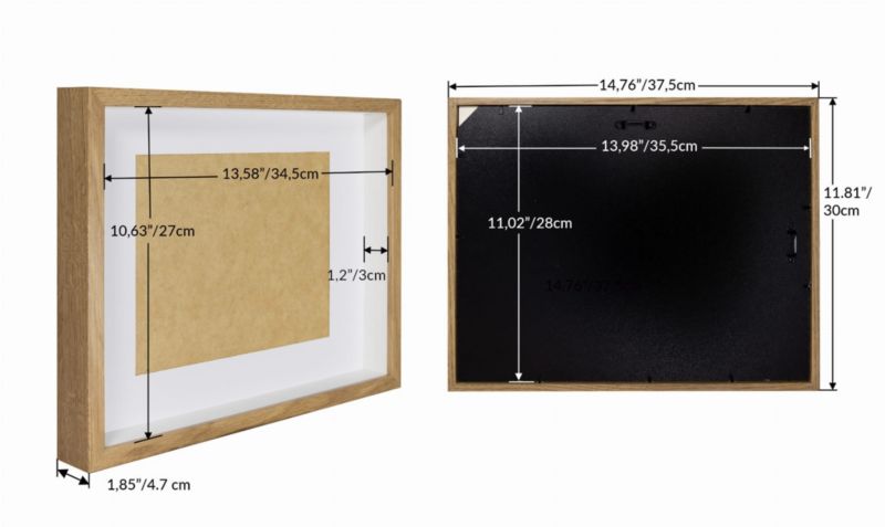 3D box ramme BD art egetræ 28x35 cm med passepartout brun 1 stk.
