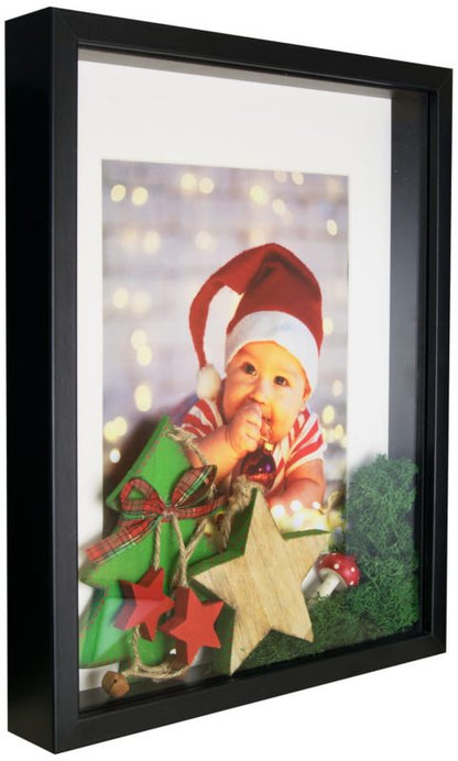 3D box ramme BD art dyb 21x30 A4 med passepartout sort 1 stk.