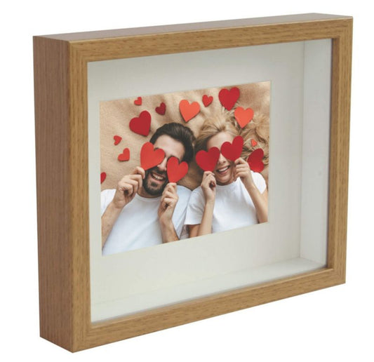 3D box ramme BD art dyb 21x30 Buket A4 med passepartout i egetræ 1 stk.
