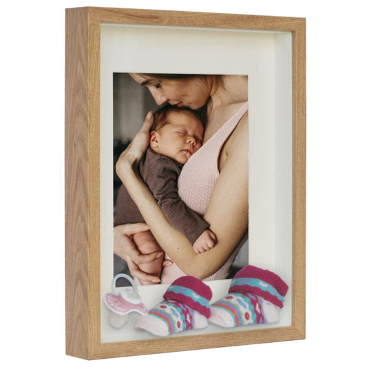 3D box ramme BD art dyb buket 30x40 A3 med passepartout i egetræ 1 stk.