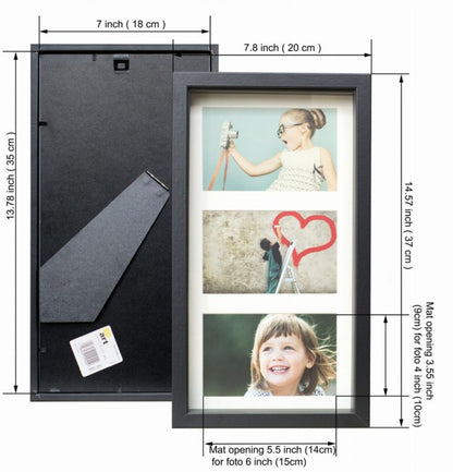 BD Art ramme 18x35 cm til 3 billeder, sort, 1 stk.