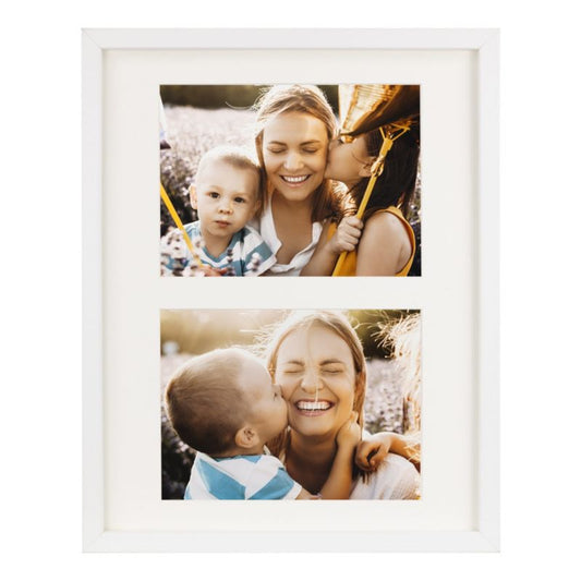 BD art ramme 28x35 cm til 2 billeder 15x21 cm hvid med passepartout 1 stk.