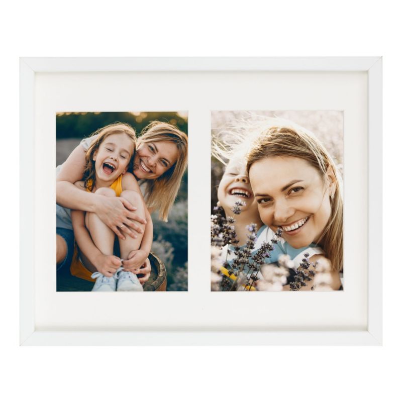 BD art ramme 28x35 cm til 2 billeder 15x21 cm hvid med passepartout 1 stk.