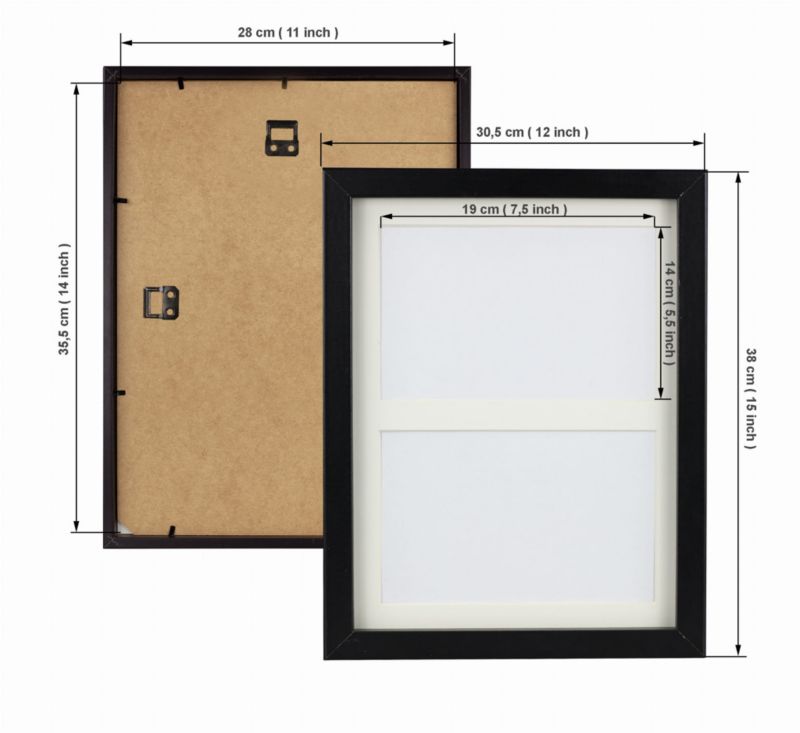 BD art ramme 28x35 cm til 2 billeder sort med passepartout, 1 stk.