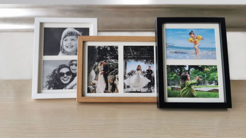 BD art træramme 17x23 til 2 billeder 10x15 eg 1 stk.
