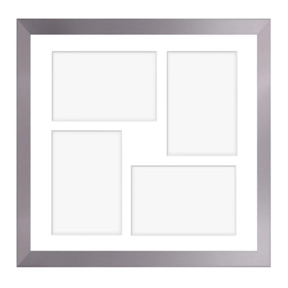 Hekla firkantet ramme til 4 billeder 34x34x4 MDF galleri sølv 1 stk.