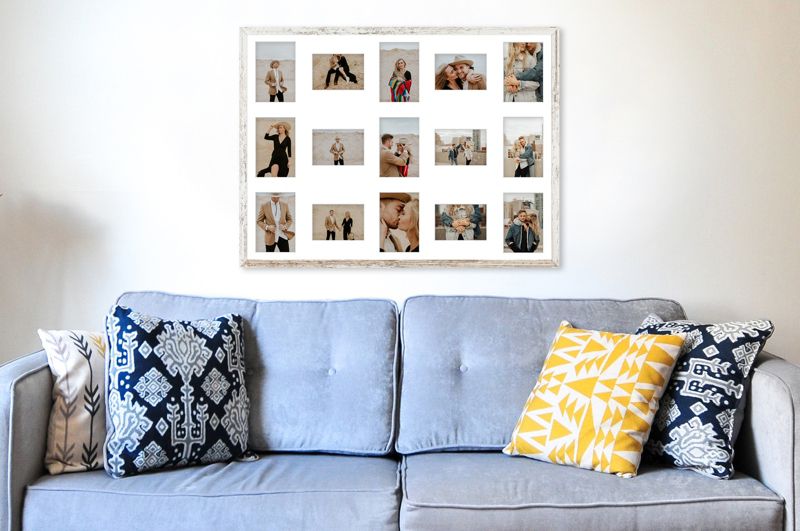 Hekla ramme til 15 billeder 60x80x15 MDF galleri blegnet fyrretræ 1 stk.