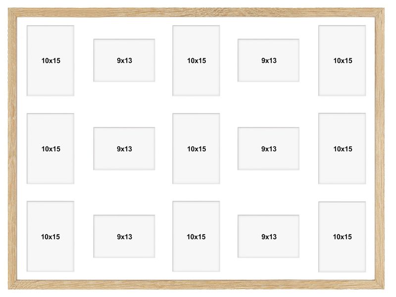 Hekla ramme til 15 billeder 60x80x15 MDF lys sonoma galleri 1 stk.