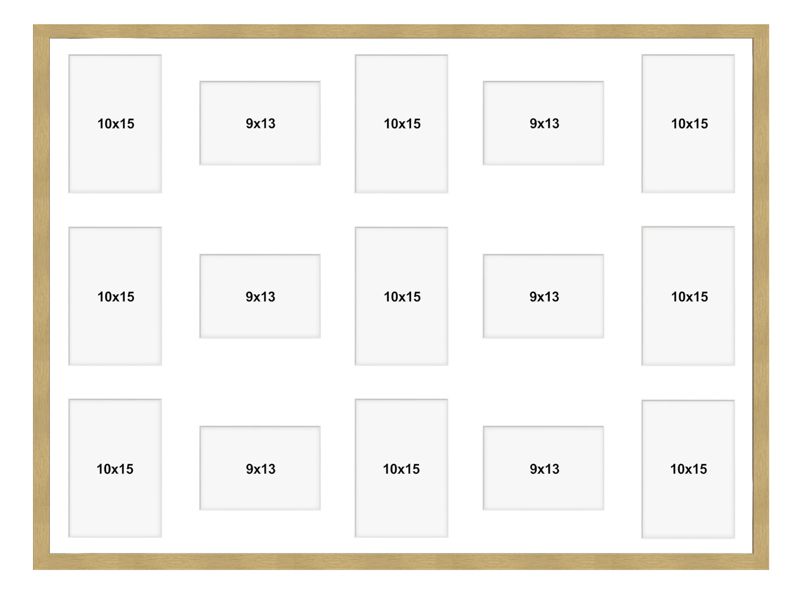 Hekla ramme til 15 billeder 60x80x15 MDF guld galleri 1 stk.