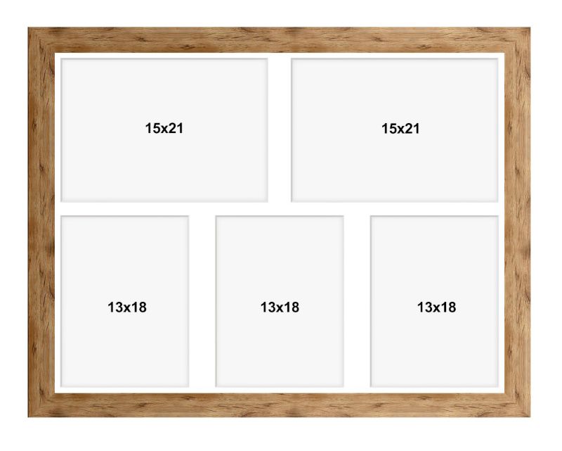 Hekla ramme til 5 billeder 40x50x5 MDF natur - 1 stk.