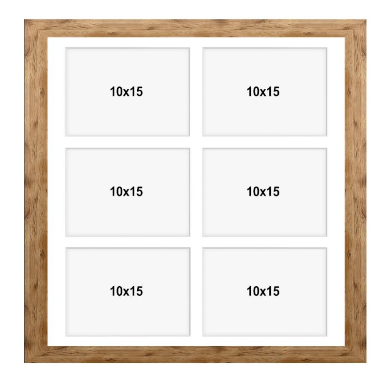 Hekla ramme til 6 billeder 40x40x6 MDF naturlig træfarve 1 stk.