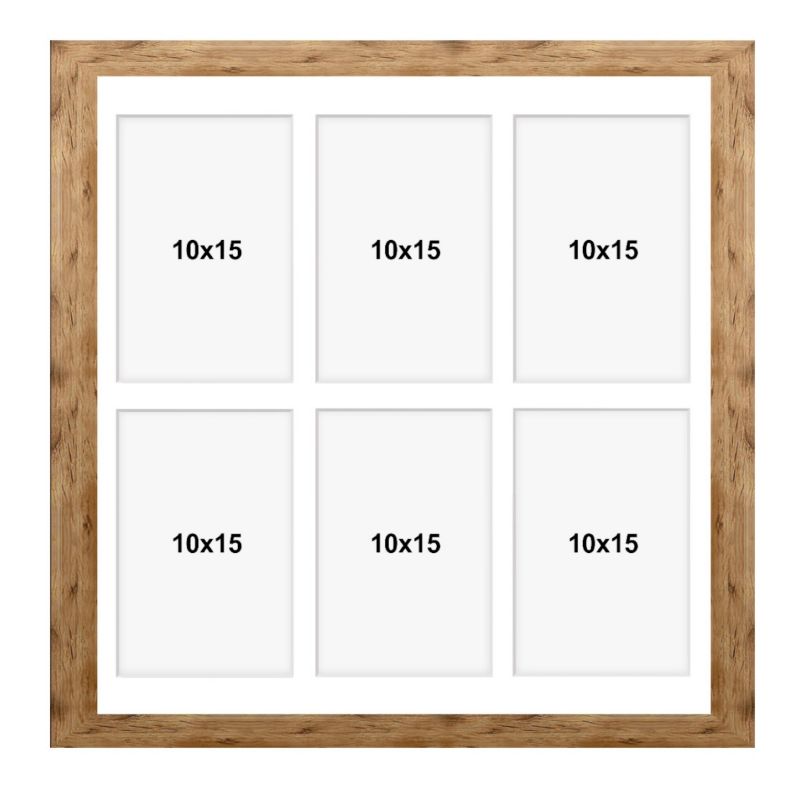 Hekla ramme til 6 billeder 40x40x6 MDF naturlig træfarve 1 stk.