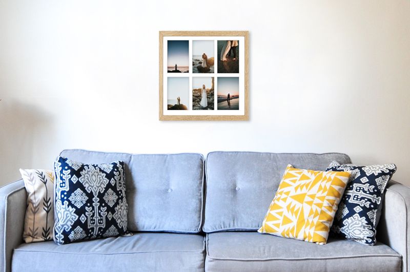Hekla ramme til 6 billeder 40x40x6 MDF lys sonoma galleri 1 stk.