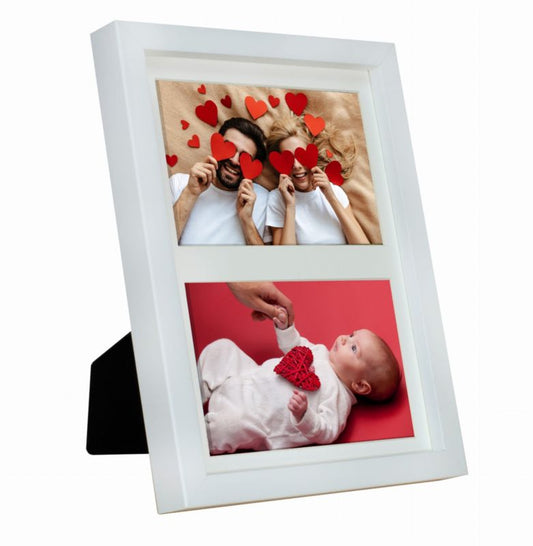 BD art billedramme 17x23 til 2 billeder 10x15 hvid 1 stk.