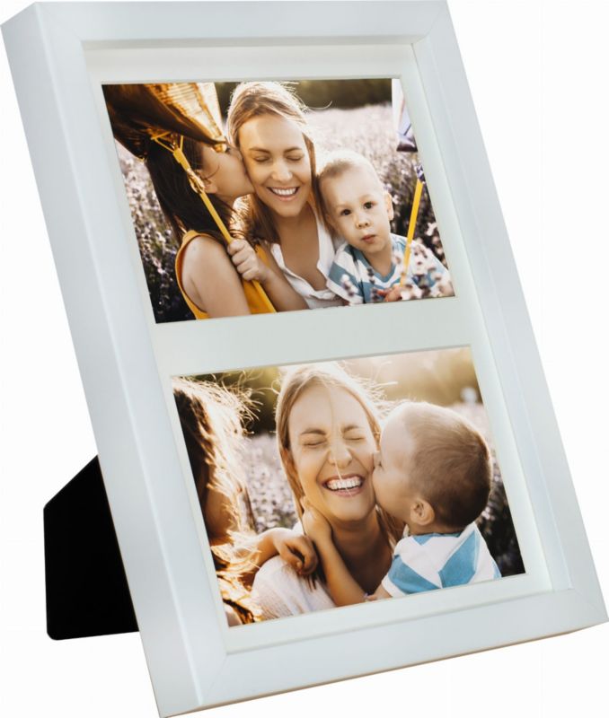 BD art billedramme 17x23 til 2 billeder 10x15 hvid 1 stk.