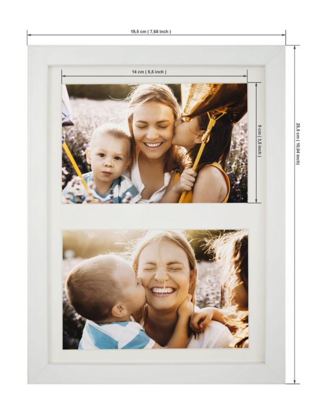 BD art billedramme 17x23 til 2 billeder 10x15 hvid 1 stk.