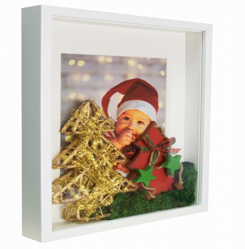 BD art 3D box billedramme 28x28 cm dyb, hvid, 1 stk.