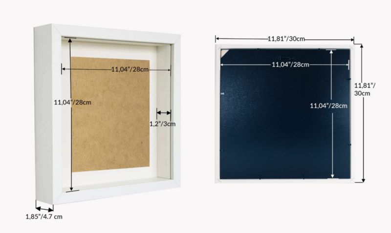 BD art 3D box billedramme 28x28 cm dyb, hvid, 1 stk.