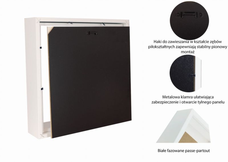 BD art 3D box billedramme 28x28 cm dyb, hvid, 1 stk.