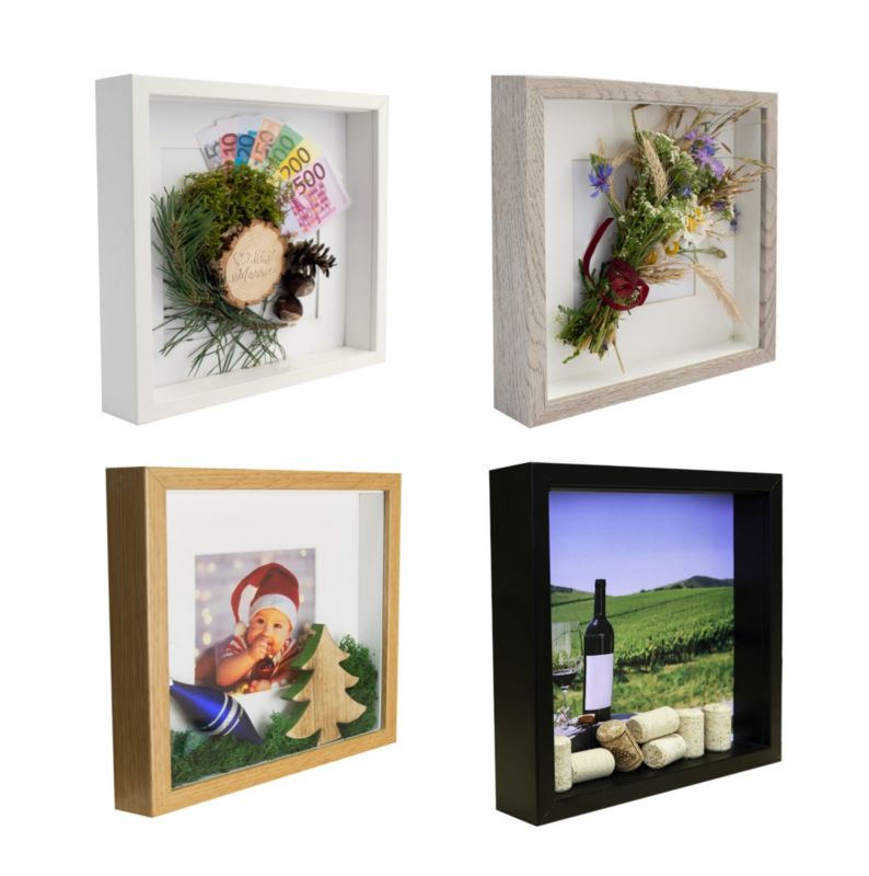 BD art 3D box billedramme 28x28 cm dyb, hvid, 1 stk.