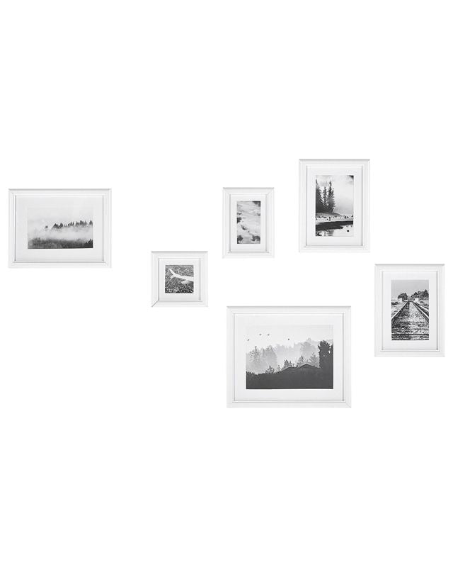 Sæt med 6 Zinare landskabs-fotolister i hvid