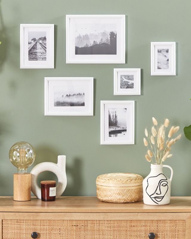Sæt med 6 Zinare landskabs-fotolister i hvid