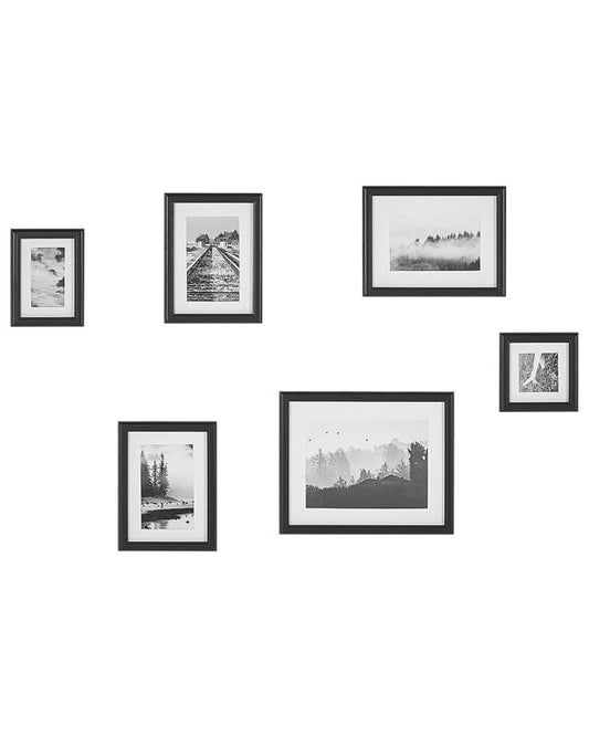 Zinare landskabs-fotosæt med 6 rammer i sort, 1 sæt