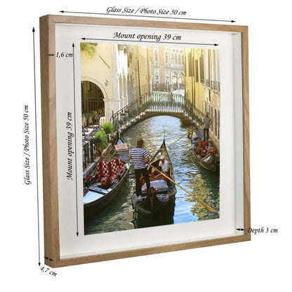 3D billedramme BD art egetræ 50x50 cm dyb kvadratisk brun 1 stk.