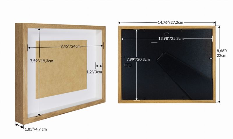 3D Shadow Box billedramme BD art 20x25 cm i egetræ, brun, 1 stk.