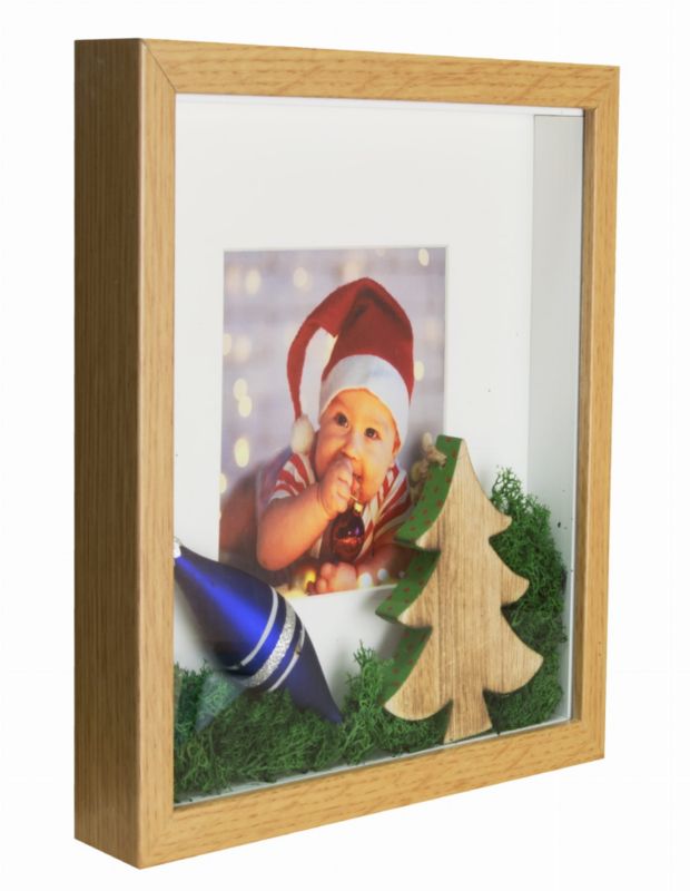 3D Shadow Box billedramme BD art 20x25 cm i egetræ, brun, 1 stk.