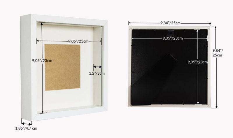 BD art 3D box billedramme 23x23 cm dyb hvid 1 stk.