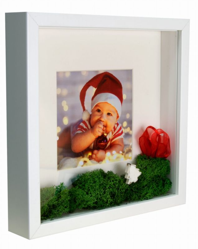 BD art 3D box billedramme 23x23 cm dyb hvid 1 stk.
