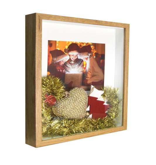 BD art 3D box billedramme i egetræ 28x28 cm brun 1 stk.