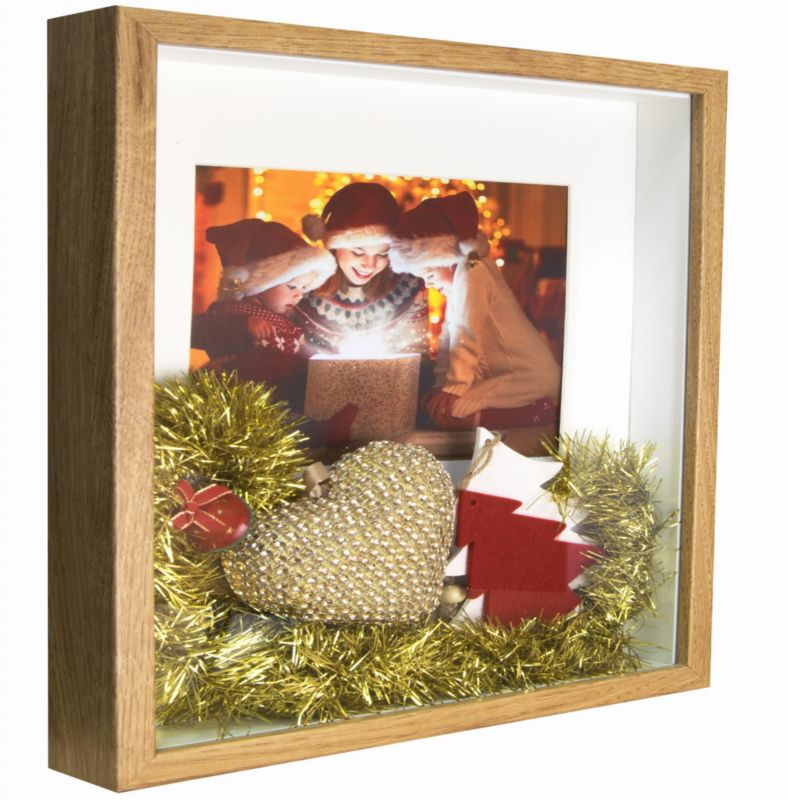 BD art 3D box billedramme i egetræ 28x28 cm brun 1 stk.
