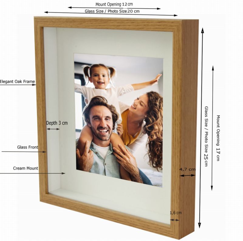 BD art 3D box billedramme i egetræ 28x28 cm brun 1 stk.