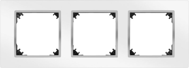 Dekorativ tredobbelt ramme Elektro-Plast Vestra hvid / krom