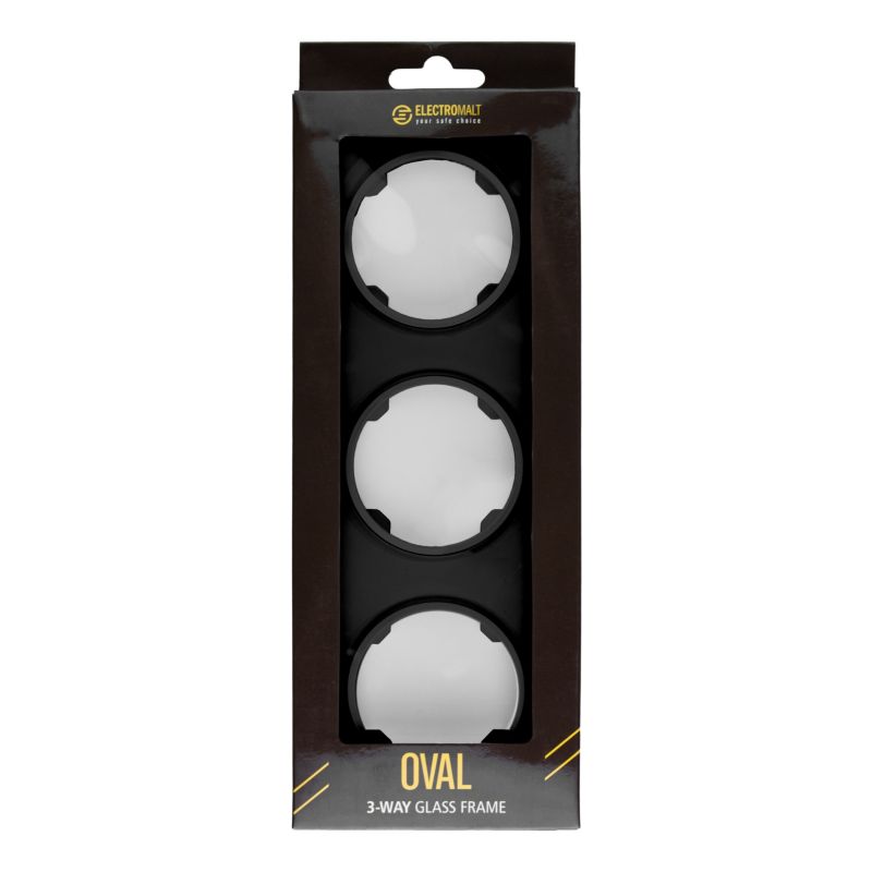 DPM Solid Oval tredobbelt ramme i sort glas