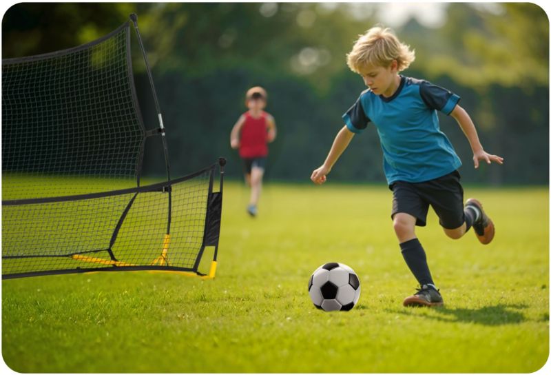 Fodboldrebounder Neo-Sport 210x120x35 cm Sort Stål