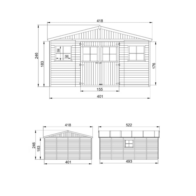 Redskabsrum M333 20 m² Natur Træ