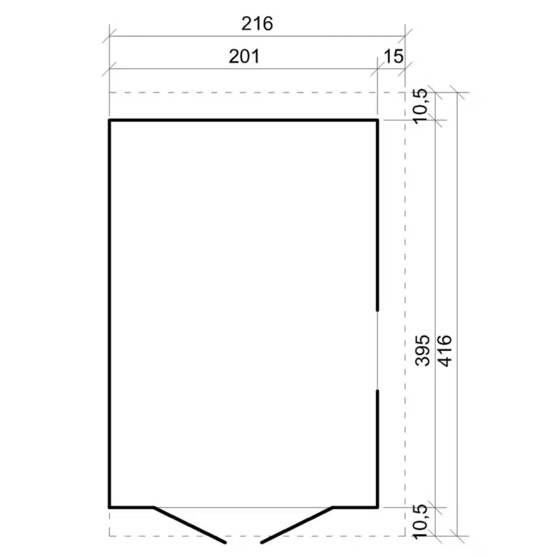 Redskabsrum M340 216x416 cm Natur Træ 8 m²