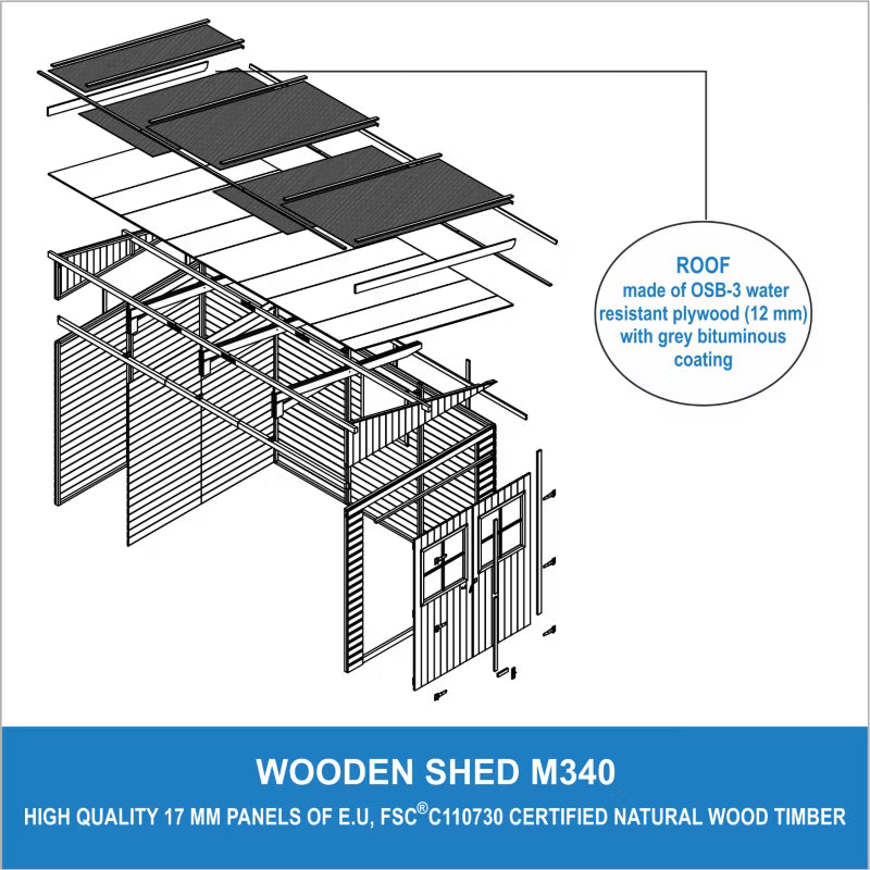 Redskabsrum M340 216x416 cm Natur Træ 8 m²