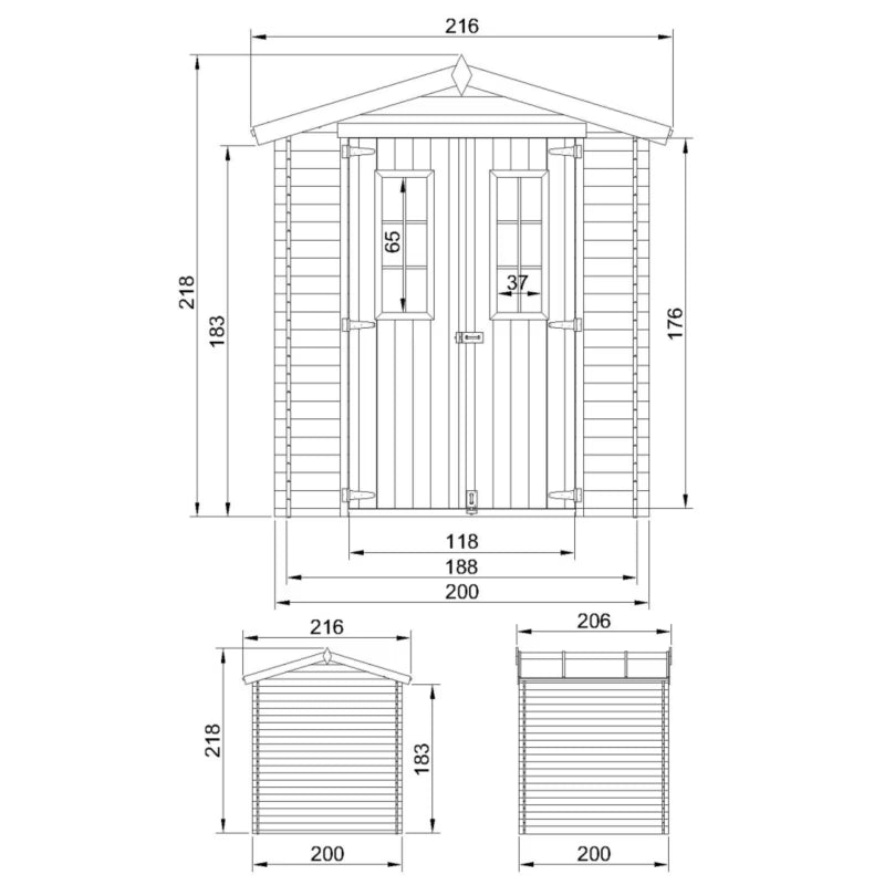 Redskabsrum M343C 200x200 cm Natur Træ 3,53 m²