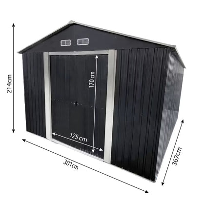 Redskabsskur 367x301x214 cm Antracit Stål